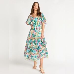 Flying Tomato Floral Maxi Dress in Aqua, Pink, Yellow